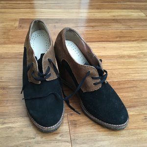 Wedge crepe-sole suede lace-up 95mm heels!